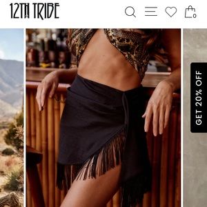 NWT Black fringe mini skirt